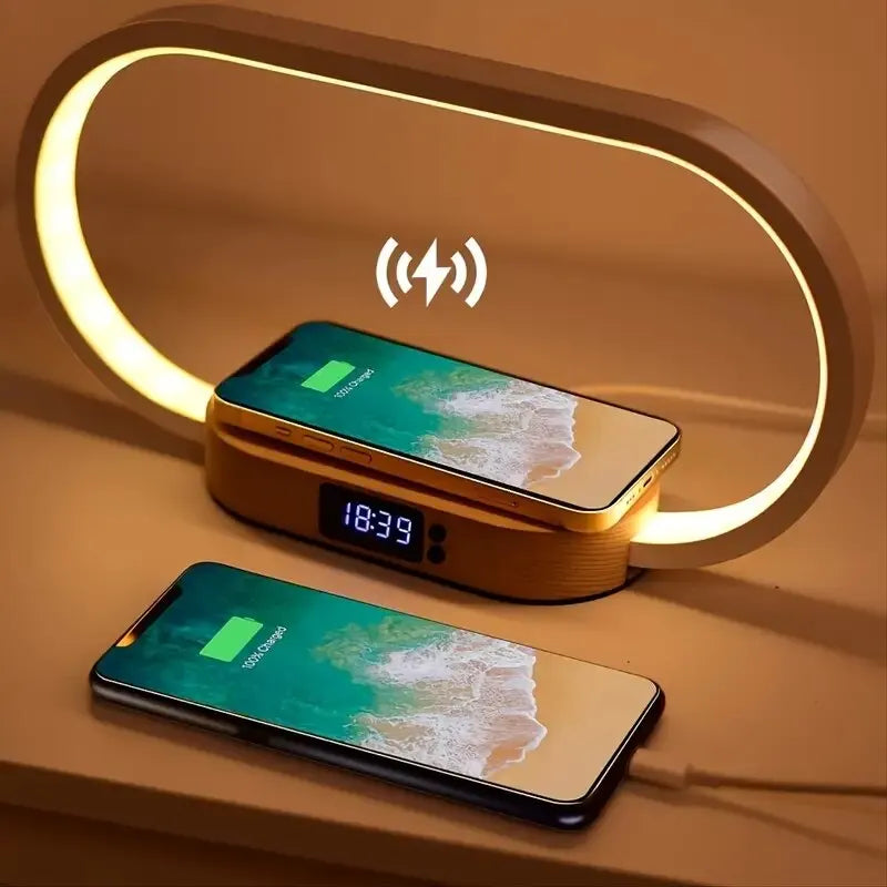 Multifunction Wireless Charger Pad Stand Clock LED Desk Lamp