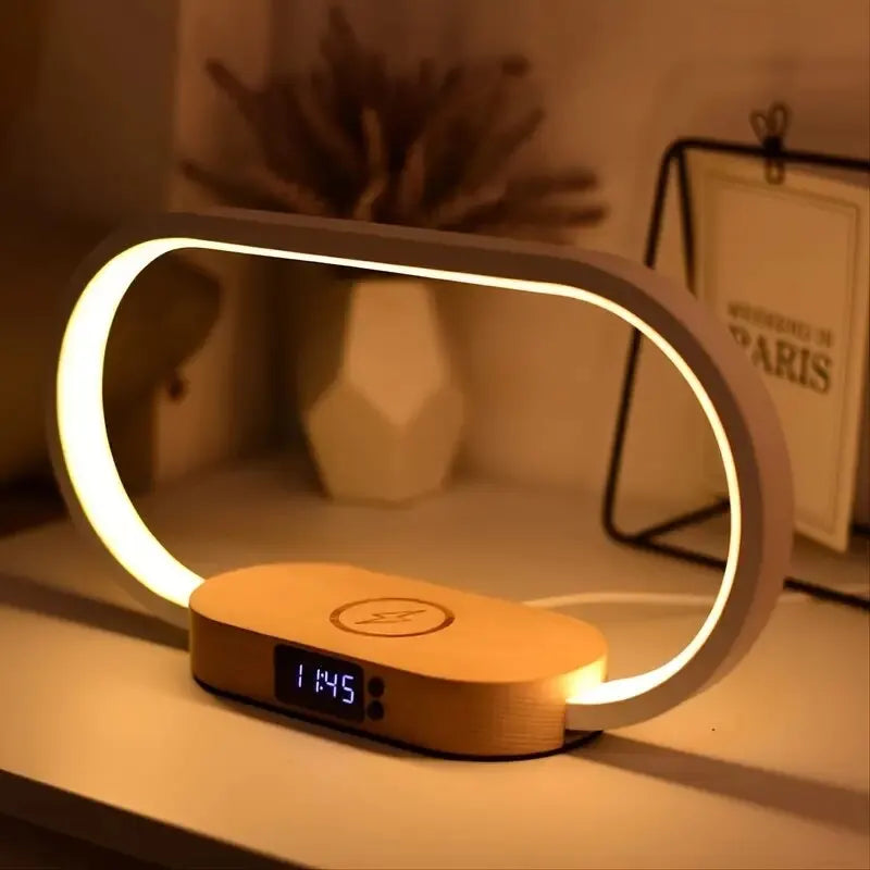 Multifunction Wireless Charger Pad Stand Clock LED Desk Lamp