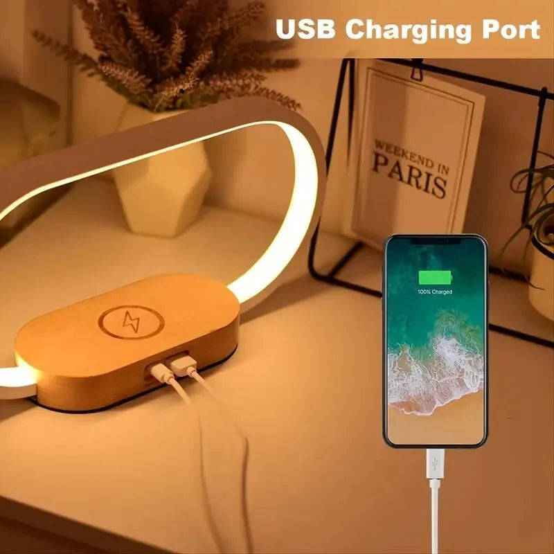 Multifunction Wireless Charger Pad Stand Clock LED Desk Lamp